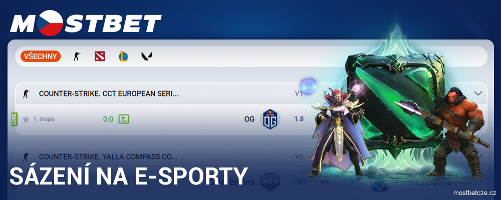 Sázky na e-sporty pro hráče Mostbet CZ