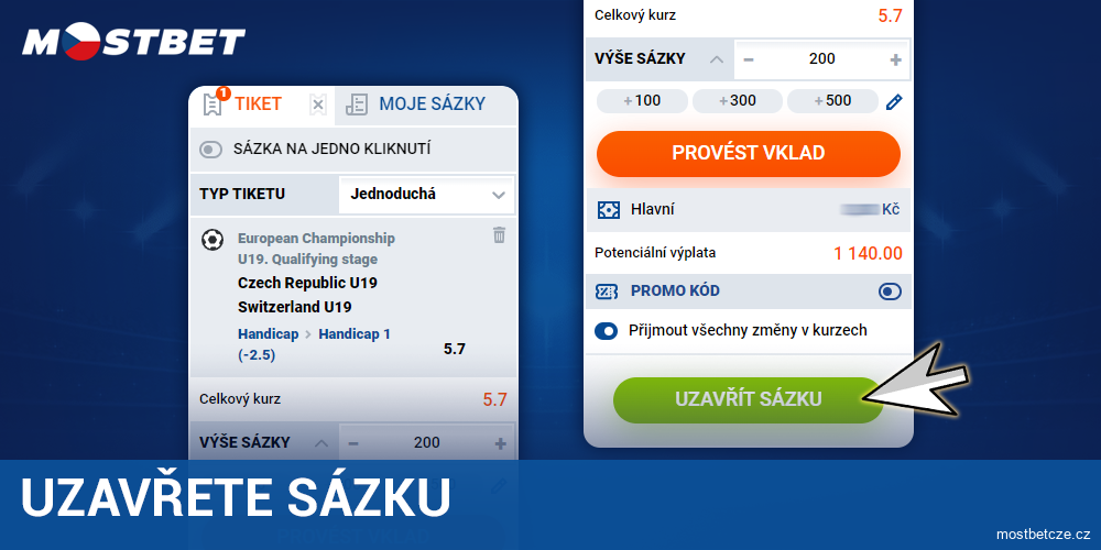 Potvrdit svou sázku na Mostbet CZ
